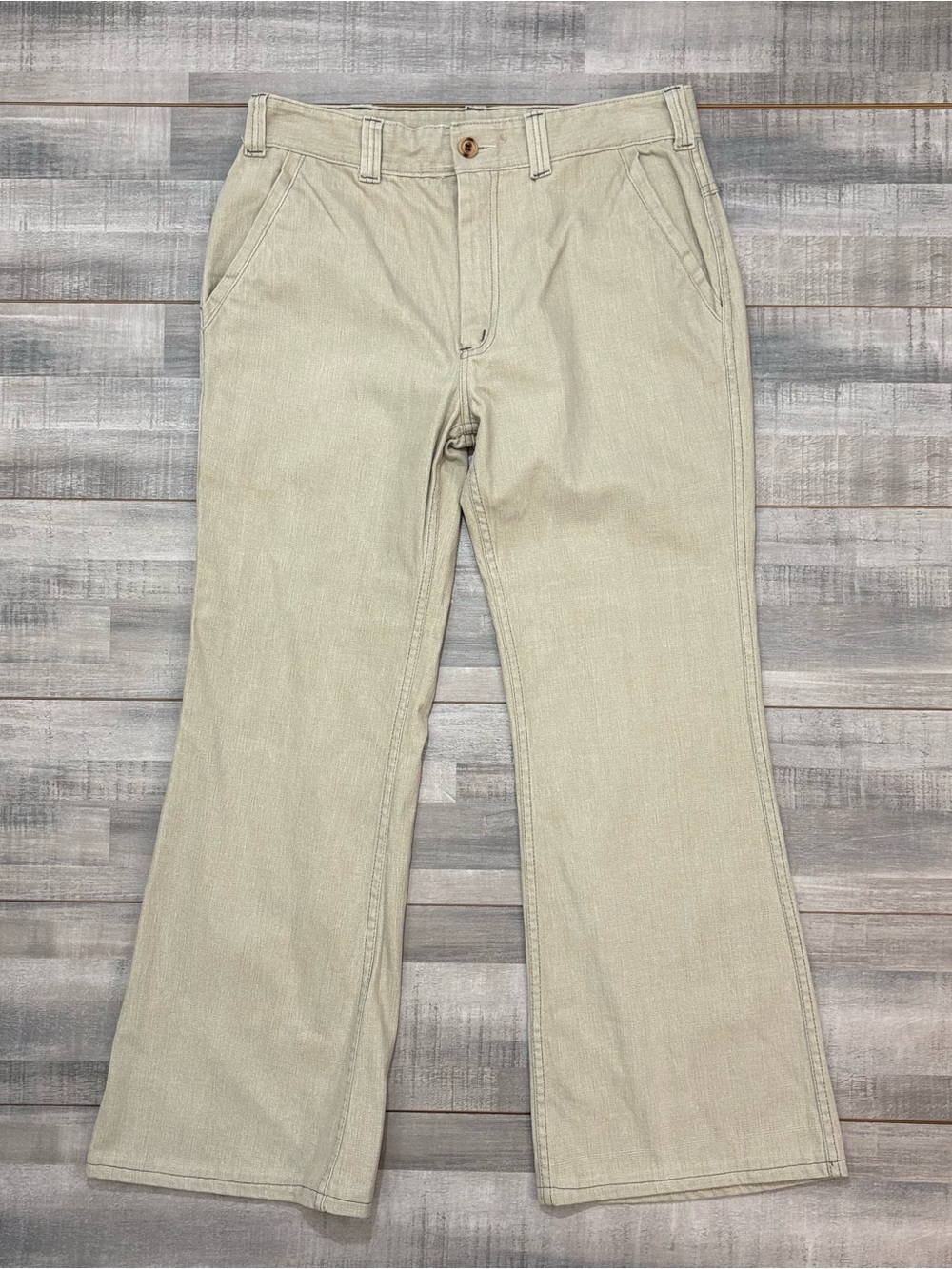 Vintage Sears Jeans Joint The Men’s Store Size 36x30 Khaki Beige Flare Pants